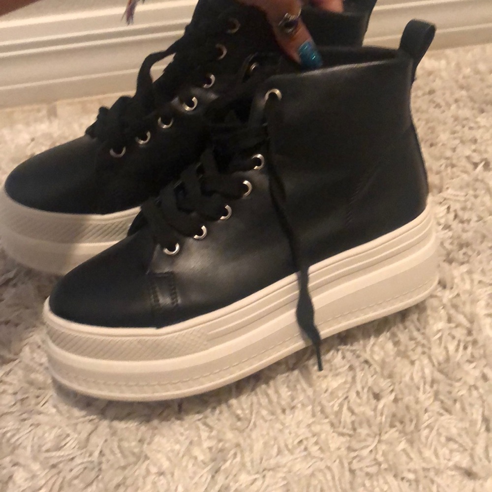 Macy’s platform black shoes